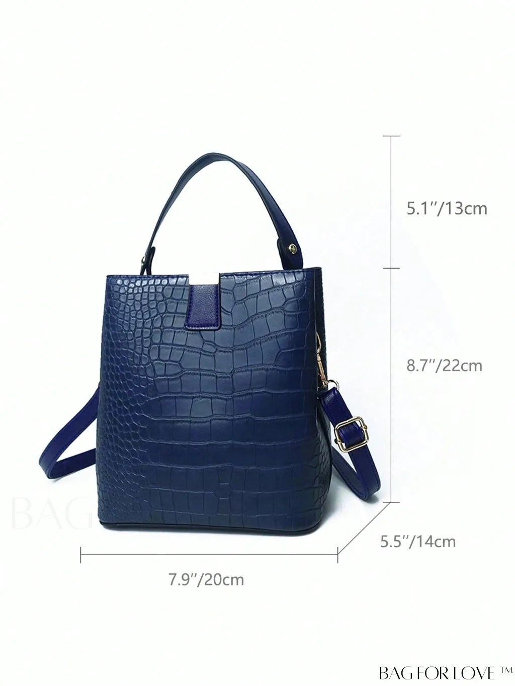 BagForLove - Stylish Crocodile Embossed PU Shoulder Bag for Women, Top Handle Bucket Purse