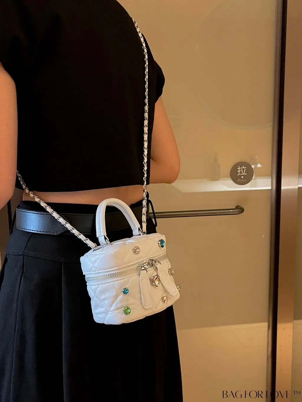 BagForLove - Stylish Embroidered Handbag with Sparkling Rhinestone and Avant-garde Metallic Finish