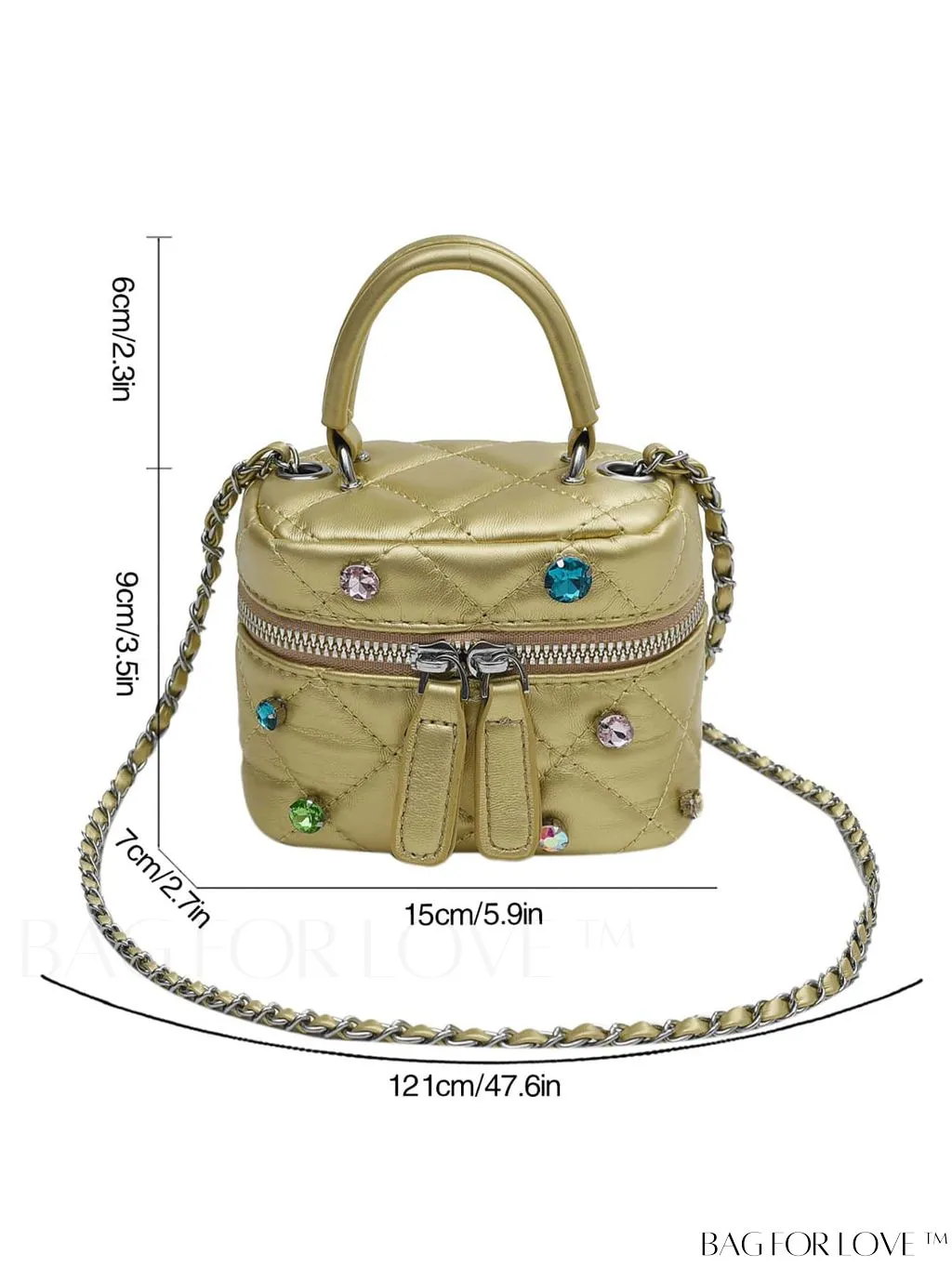 BagForLove - Stylish Embroidered Handbag with Sparkling Rhinestone and Avant-garde Metallic Finish