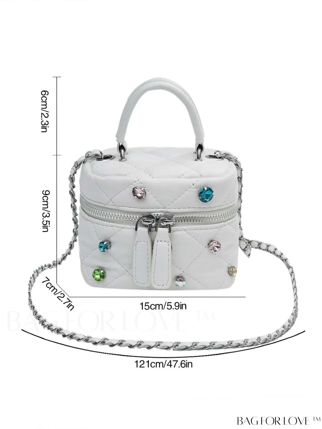 BagForLove - Stylish Embroidered Handbag with Sparkling Rhinestone and Avant-garde Metallic Finish
