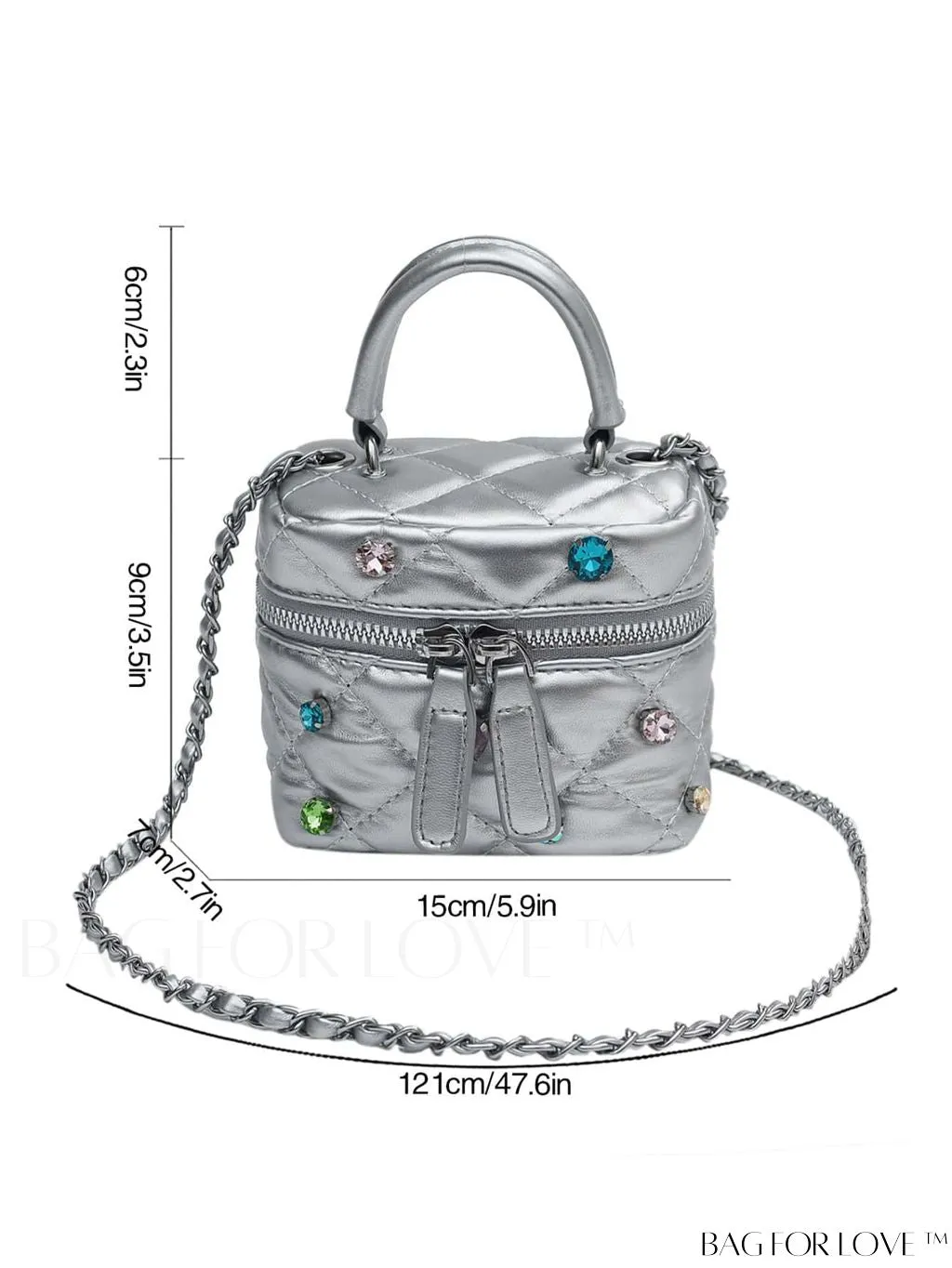 BagForLove - Stylish Embroidered Handbag with Sparkling Rhinestone and Avant-garde Metallic Finish