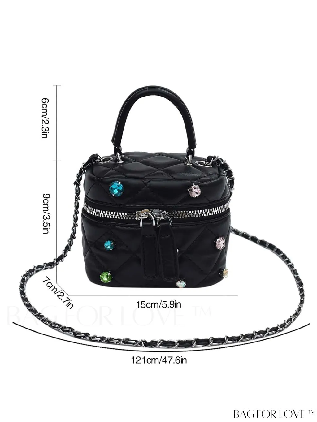 BagForLove - Stylish Embroidered Handbag with Sparkling Rhinestone and Avant-garde Metallic Finish