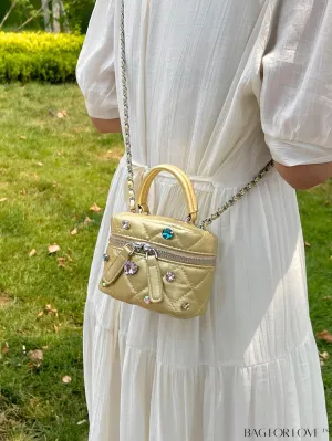 BagForLove - Stylish Embroidered Handbag with Sparkling Rhinestone and Avant-garde Metallic Finish