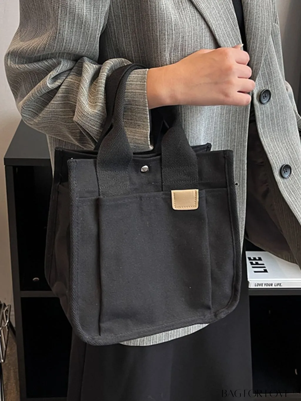 BagForLove - Stylish Mini Canvas Tote Bag: Small Satchel Handbag for Women, Fashionable Crossbody Purse