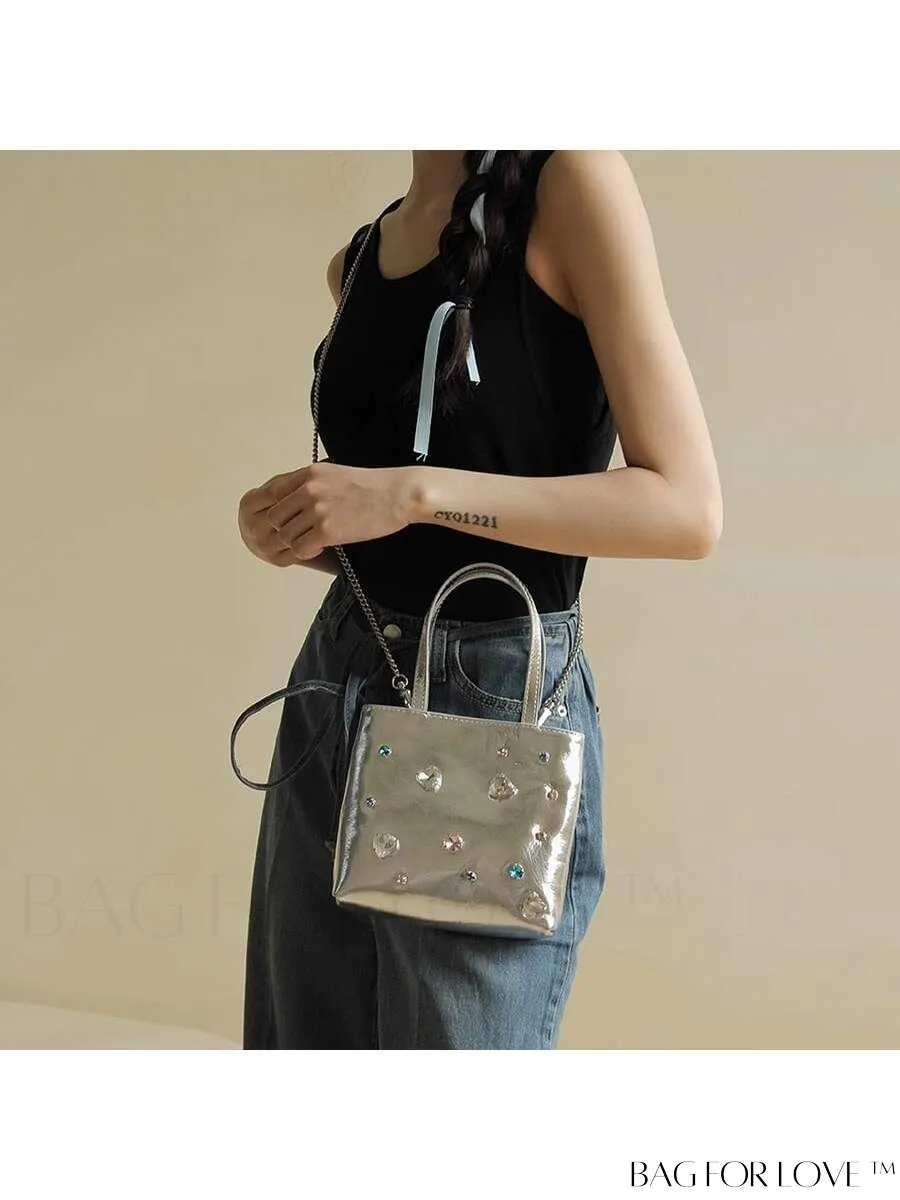 BagForLove - Stylish Rhinestone-Adorned Mini Handbag