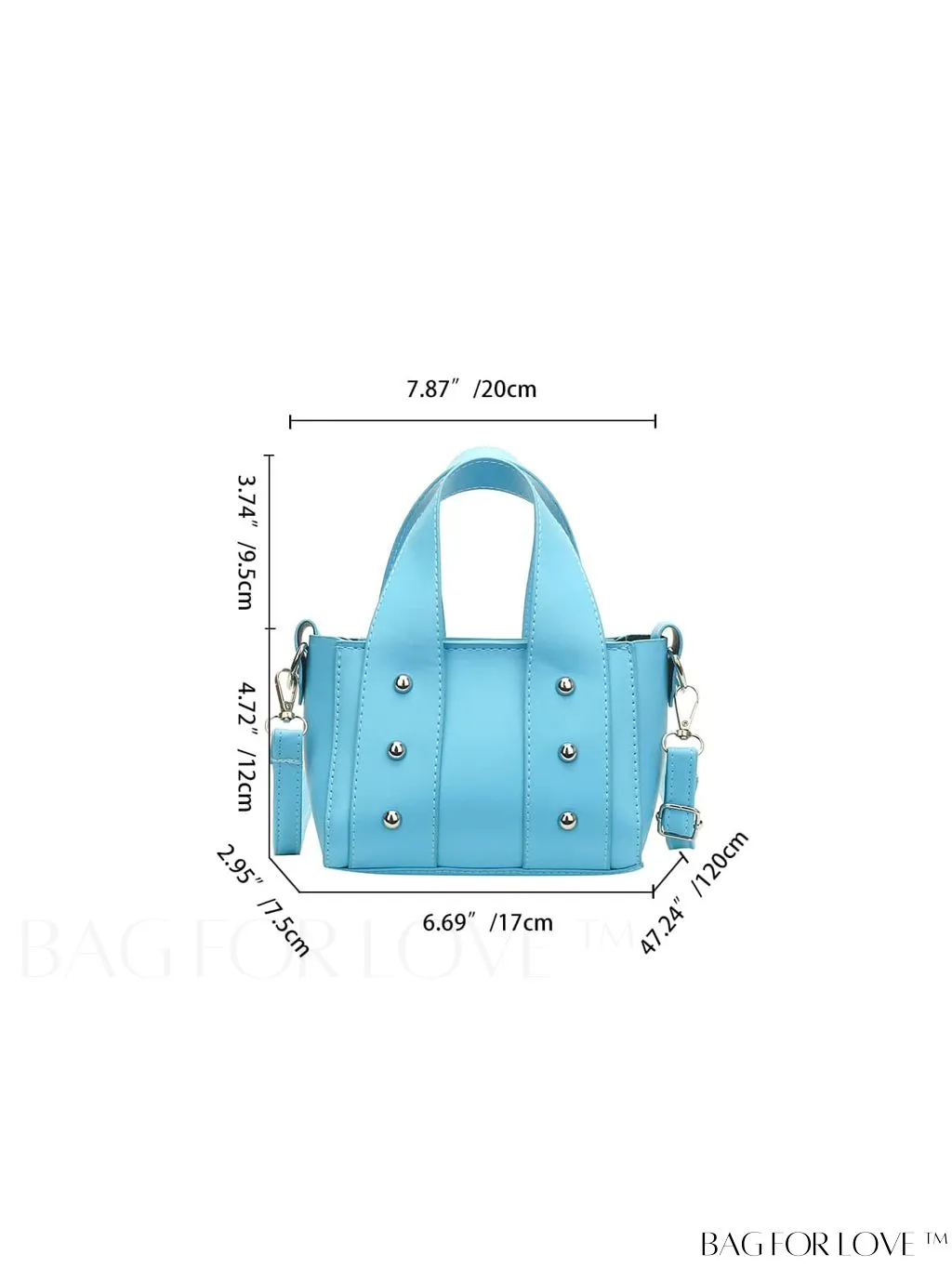 BagForLove - Stylish Rivet-Decorated PU Bucket Bag: Minimalist Design, Zipper Closure, Perfect Summer Daily Handbag