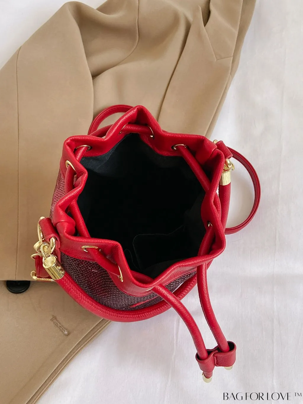 BagForLove - Stylish Single Shoulder Bag with Sparkle Decor, Alphabet Patch, and Drawstring Design