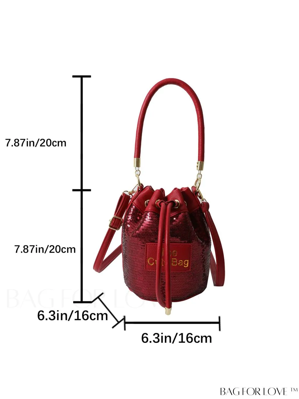 BagForLove - Stylish Single Shoulder Bag with Sparkle Decor, Alphabet Patch, and Drawstring Design