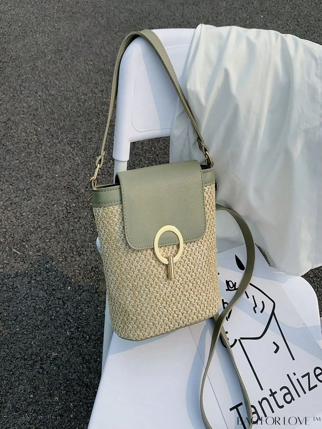 BagForLove - Travel-ready, Compact Top-handle PU Straw Bag