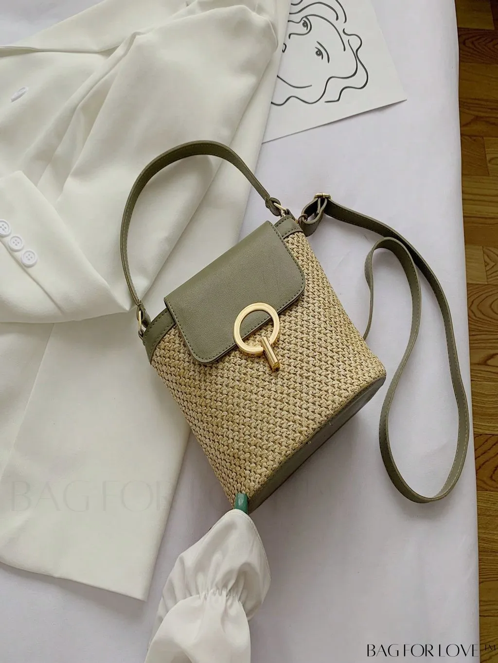 BagForLove - Travel-ready, Compact Top-handle PU Straw Bag