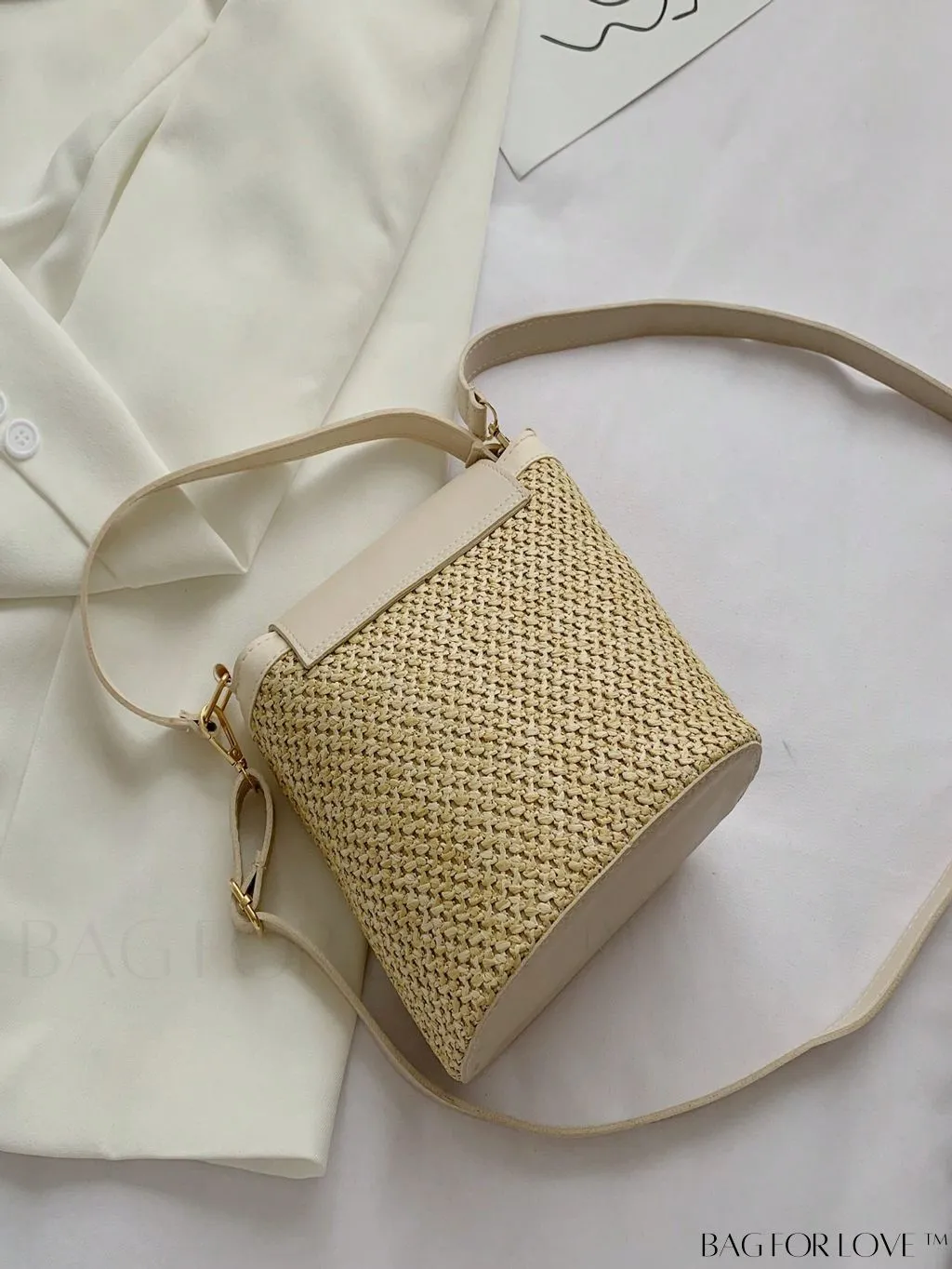 BagForLove - Travel-ready, Compact Top-handle PU Straw Bag