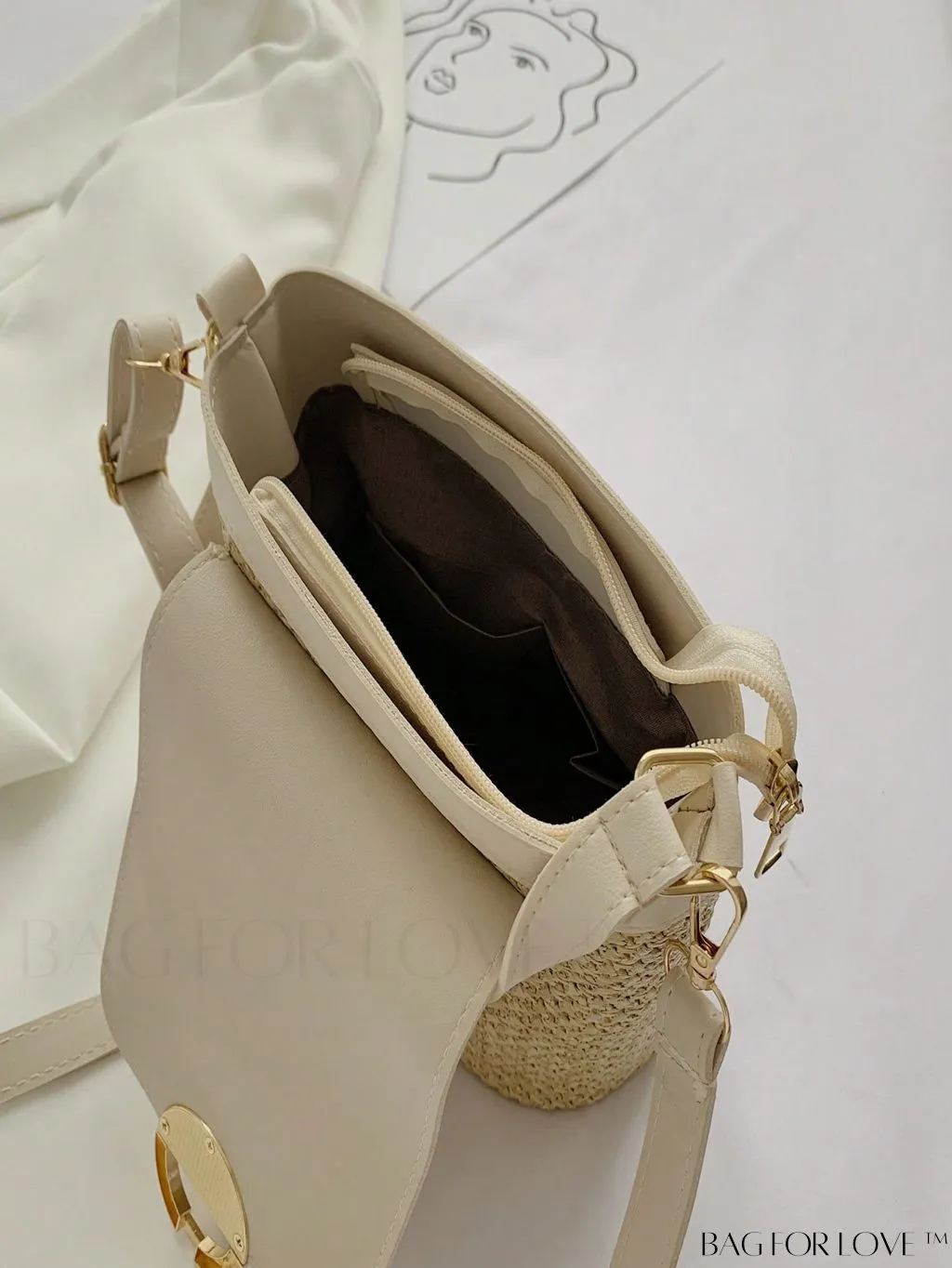 BagForLove - Travel-ready, Compact Top-handle PU Straw Bag