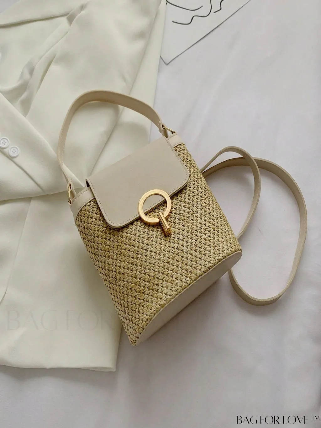 BagForLove - Travel-ready, Compact Top-handle PU Straw Bag
