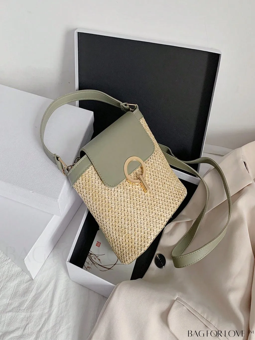 BagForLove - Travel-ready, Compact Top-handle PU Straw Bag