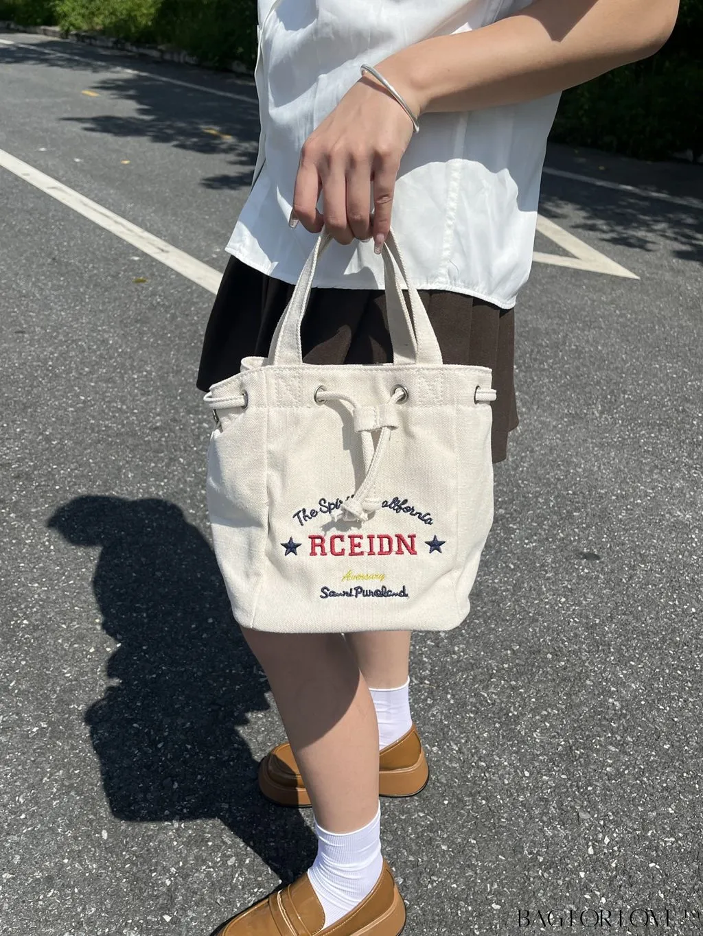 BagForLove - Versatile Mini Alphabet Printed Bucket Bag for Hand, Shoulder, or Crossbody Carry