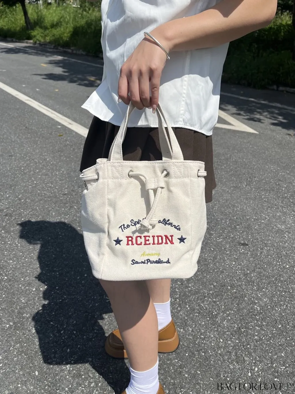 BagForLove - Versatile Mini Alphabet Printed Bucket Bag for Hand, Shoulder, or Crossbody Carry