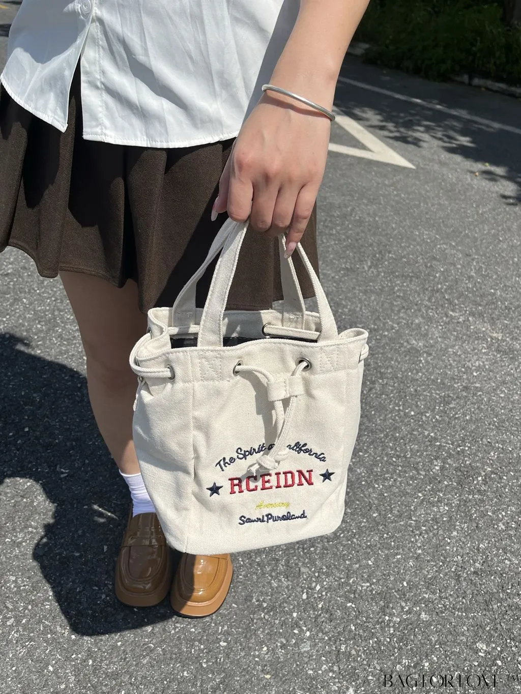 BagForLove - Versatile Mini Alphabet Printed Bucket Bag for Hand, Shoulder, or Crossbody Carry
