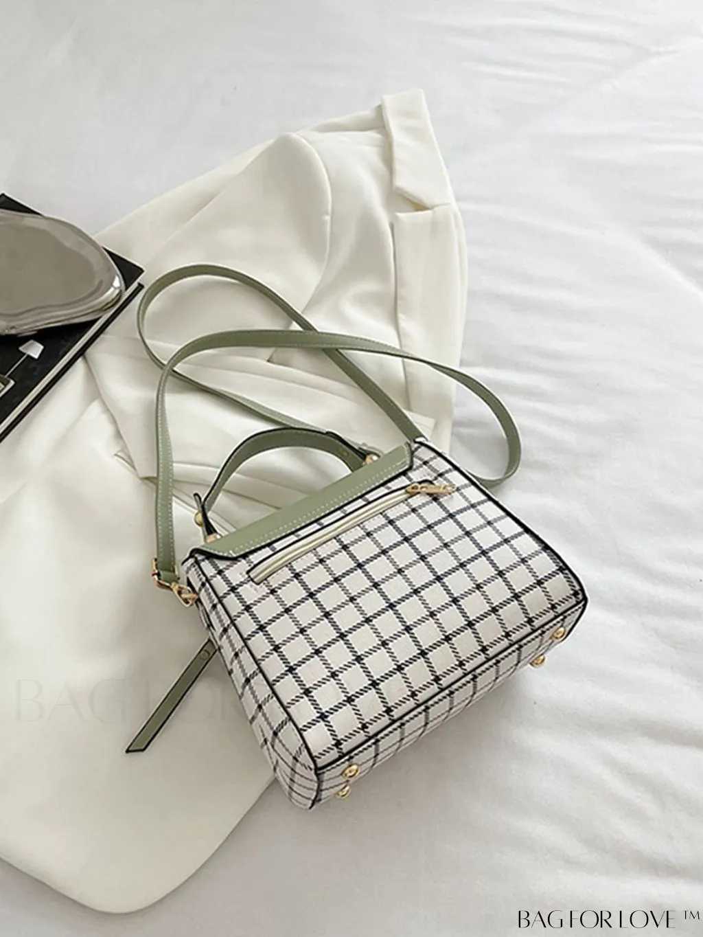 BagForLove - Versatile Plaid Crossbody Bag: Womens Timeless Bucket Bag for Work