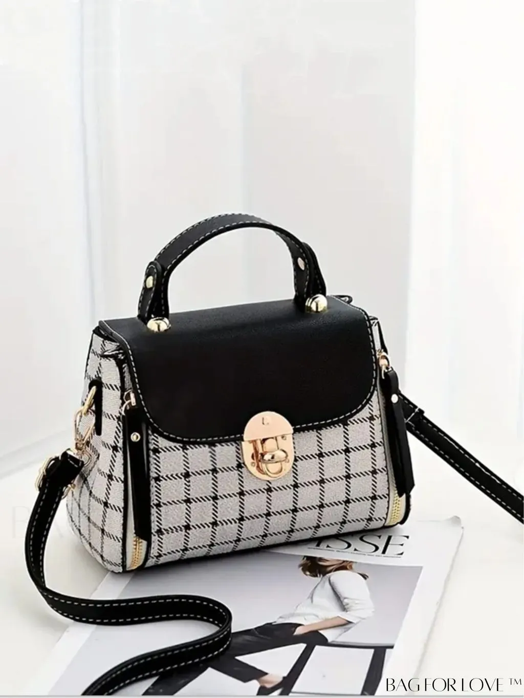 BagForLove - Versatile Plaid Crossbody Bag: Womens Timeless Bucket Bag for Work