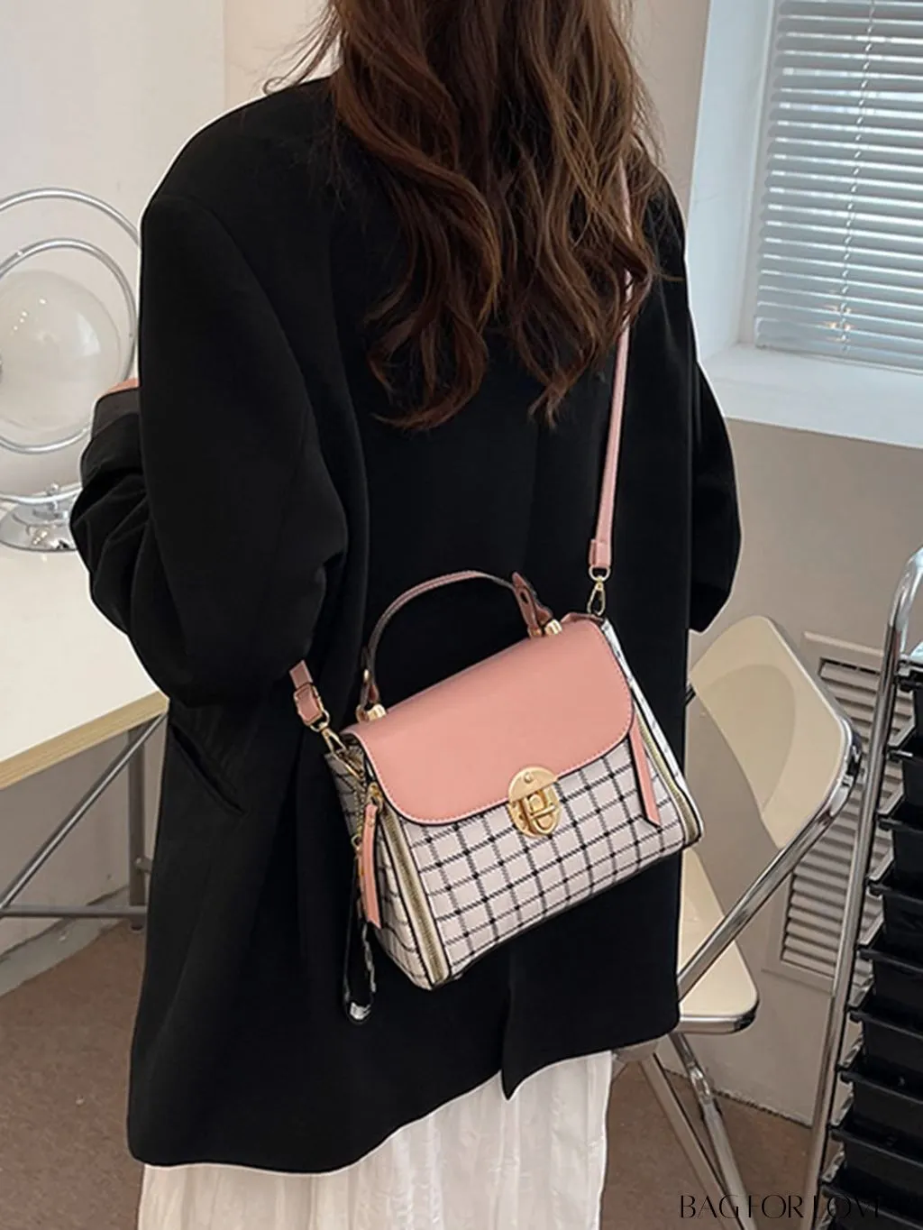 BagForLove - Versatile Plaid Crossbody Bag: Womens Timeless Bucket Bag for Work
