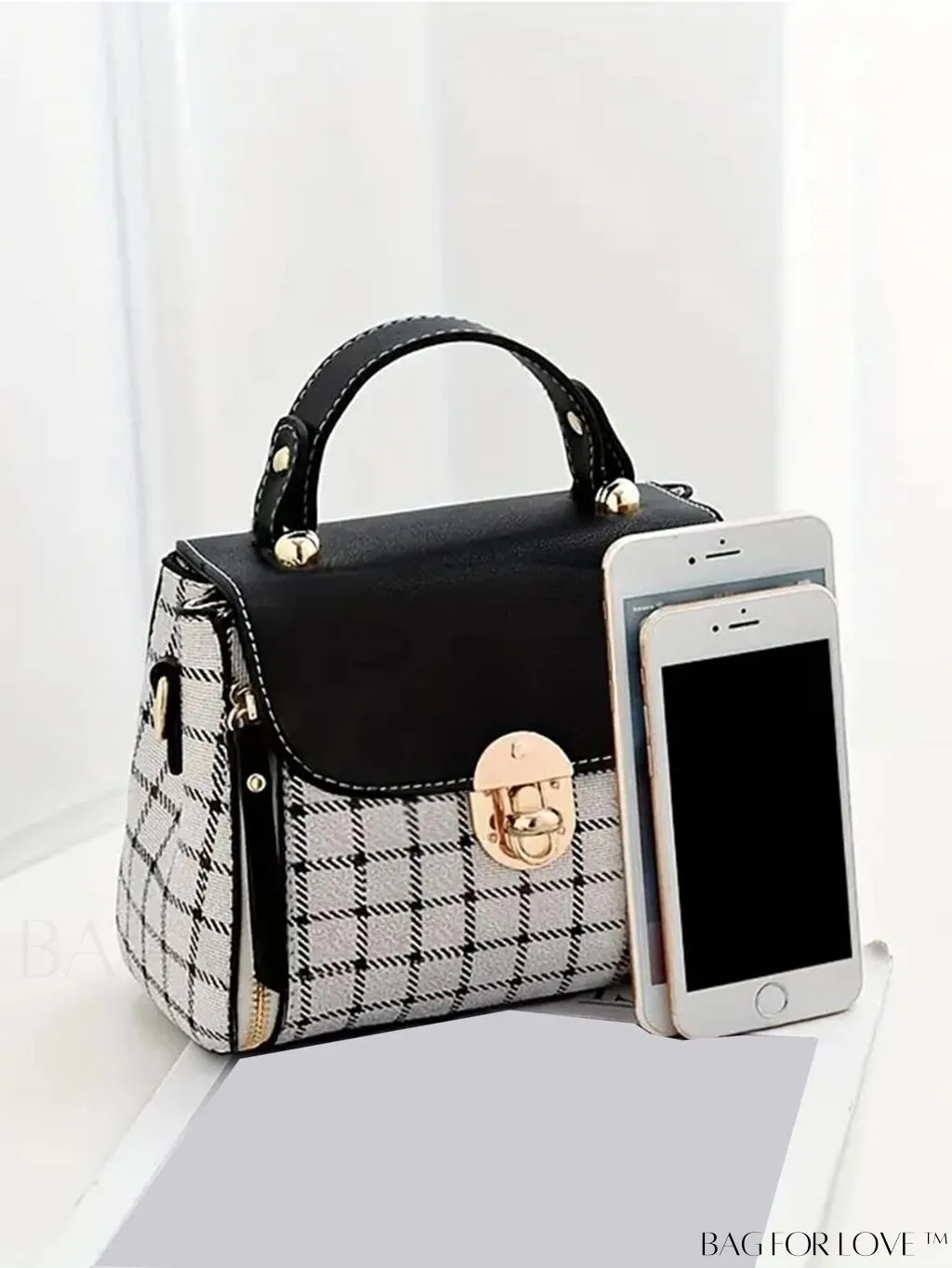 BagForLove - Versatile Plaid Crossbody Bag: Womens Timeless Bucket Bag for Work
