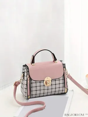 BagForLove - Versatile Plaid Crossbody Bag: Womens Timeless Bucket Bag for Work