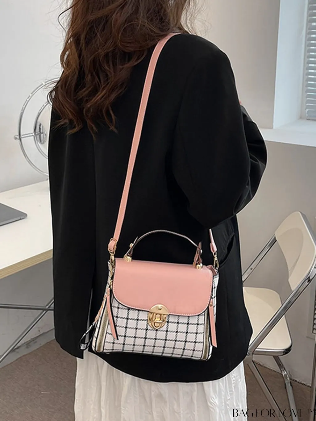 BagForLove - Versatile Plaid Crossbody Bag: Womens Timeless Bucket Bag for Work
