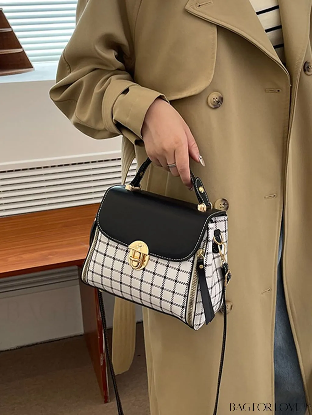BagForLove - Versatile Plaid Crossbody Bag: Womens Timeless Bucket Bag for Work