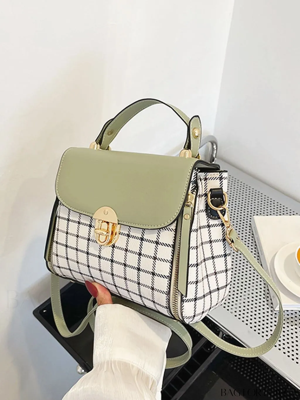 BagForLove - Versatile Plaid Crossbody Bag: Womens Timeless Bucket Bag for Work