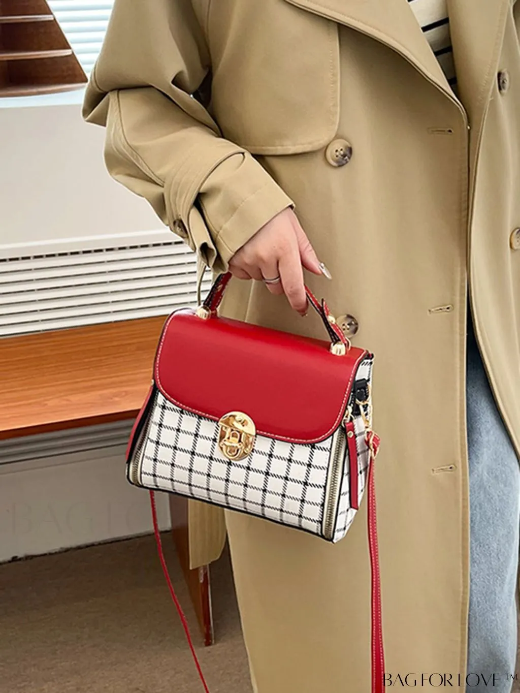 BagForLove - Versatile Plaid Crossbody Bag: Womens Timeless Bucket Bag for Work