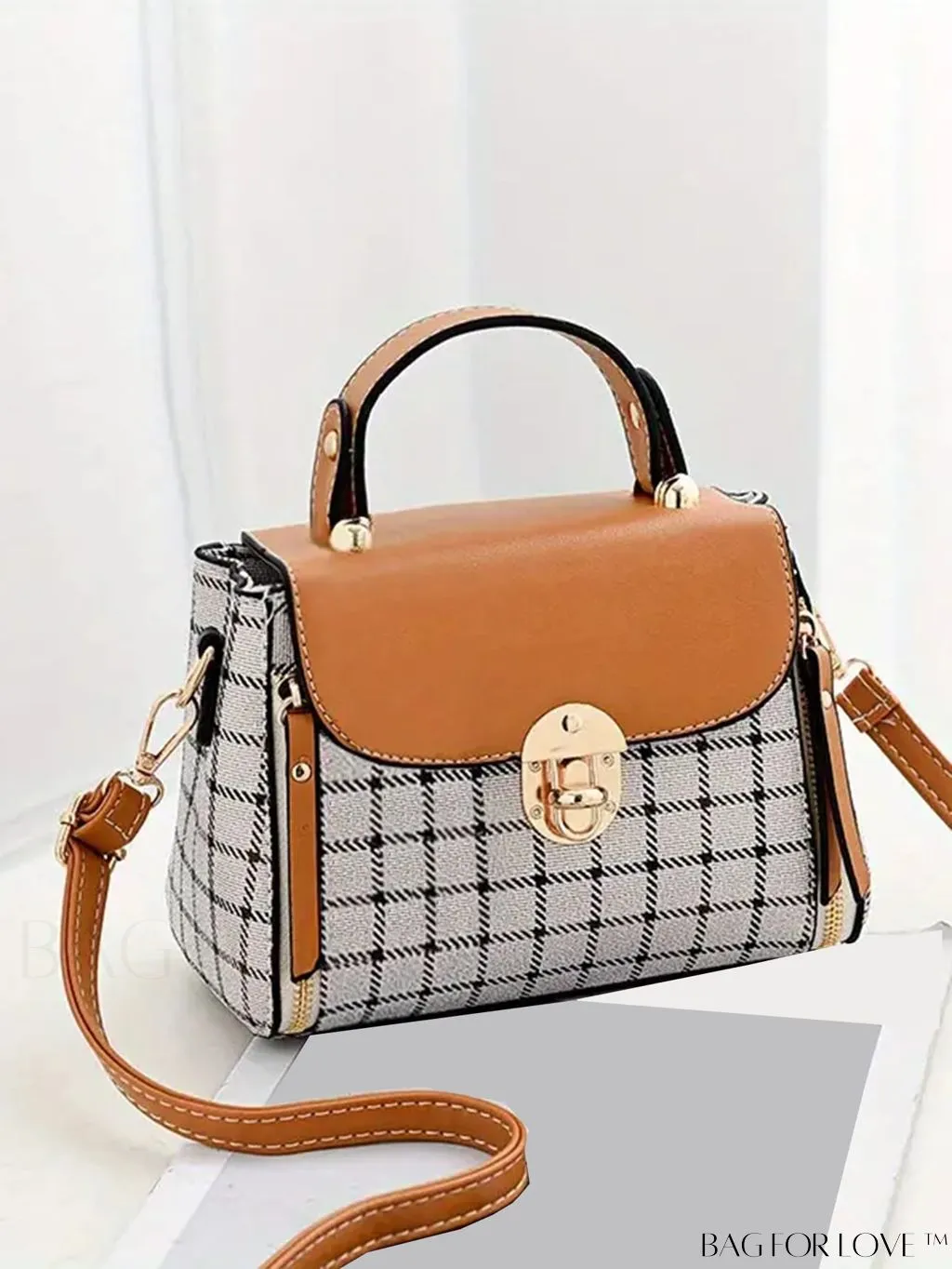 BagForLove - Versatile Plaid Crossbody Bag: Womens Timeless Bucket Bag for Work