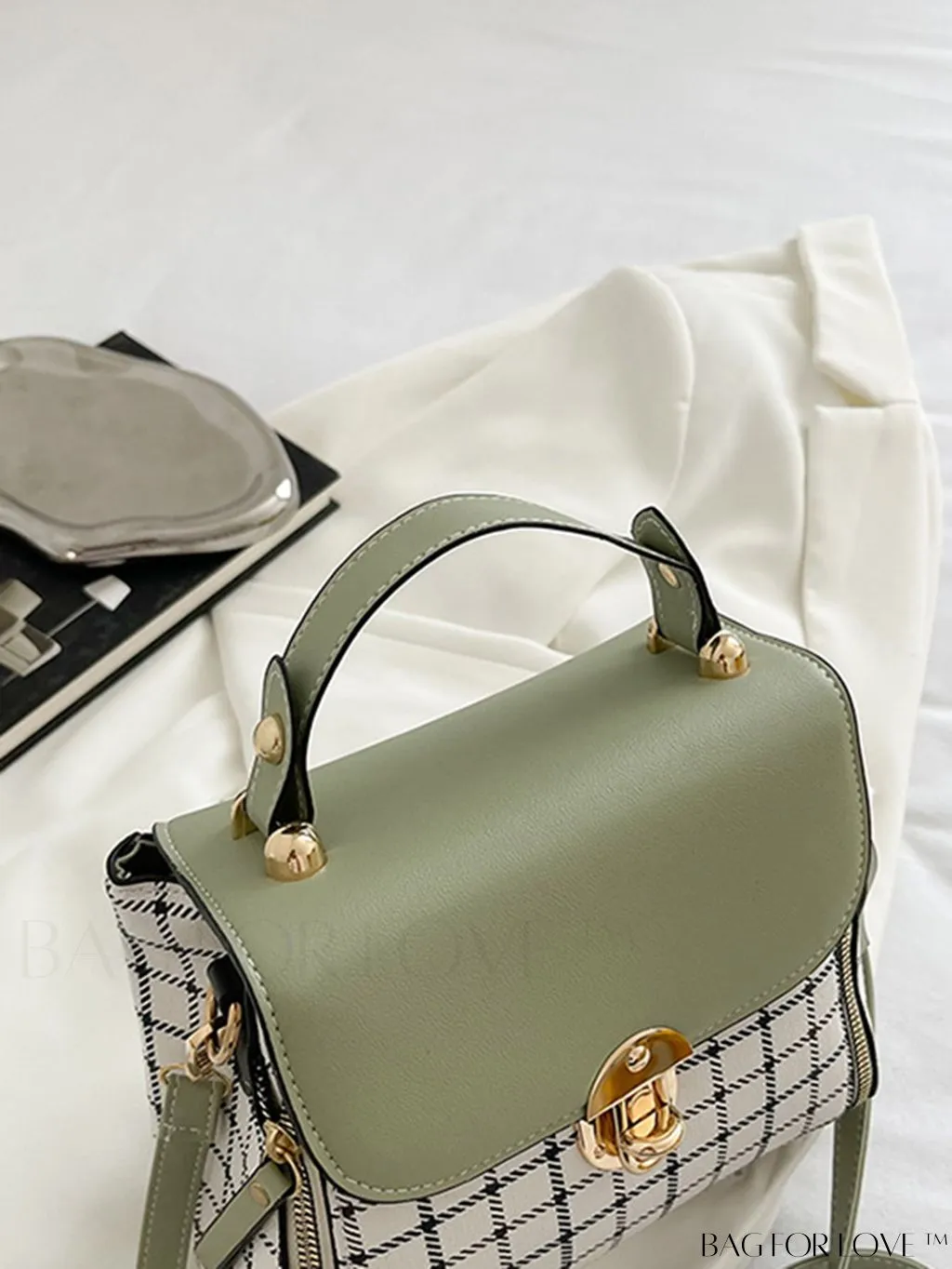 BagForLove - Versatile Plaid Crossbody Bag: Womens Timeless Bucket Bag for Work