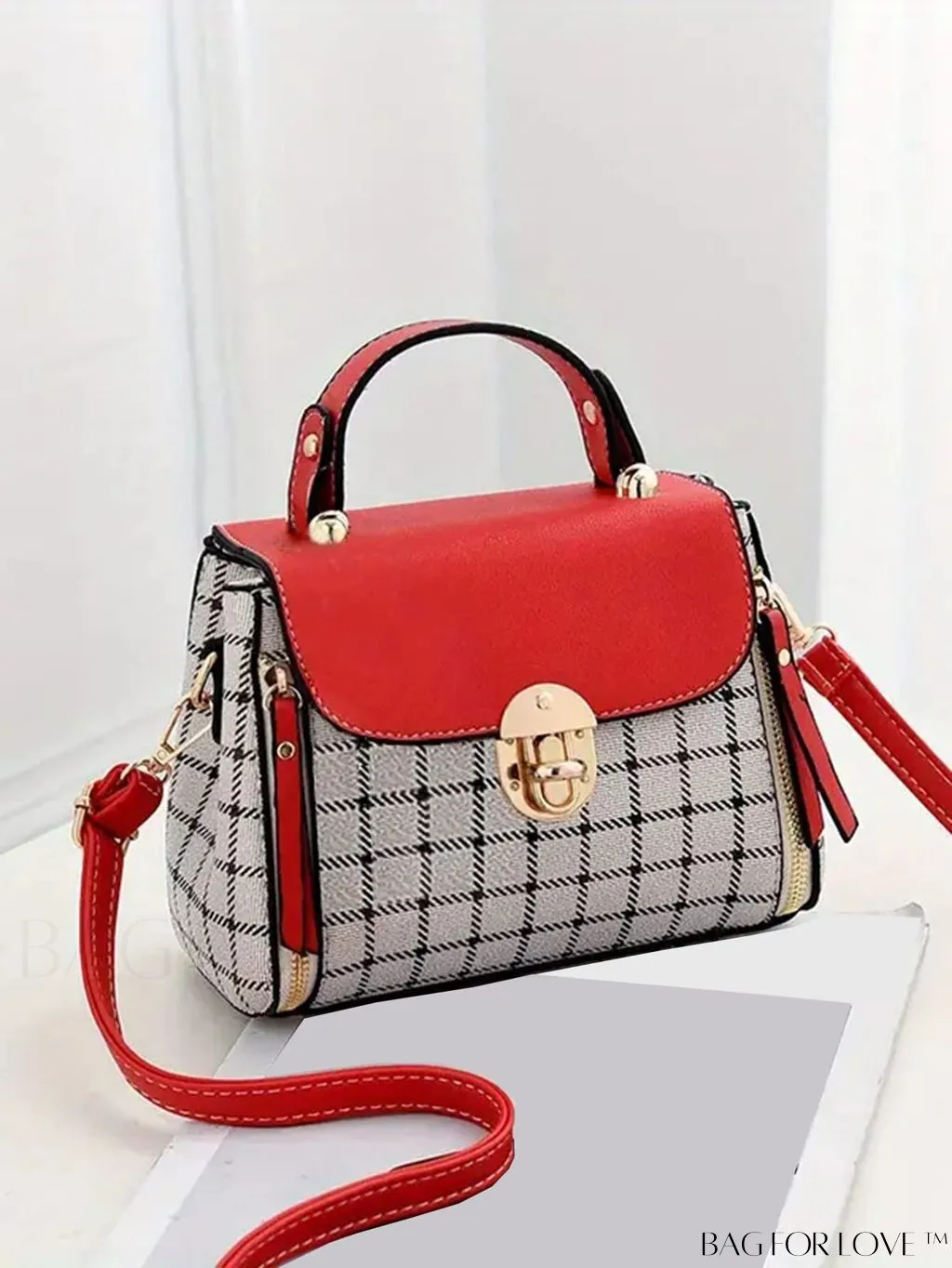 BagForLove - Versatile Plaid Crossbody Bag: Womens Timeless Bucket Bag for Work