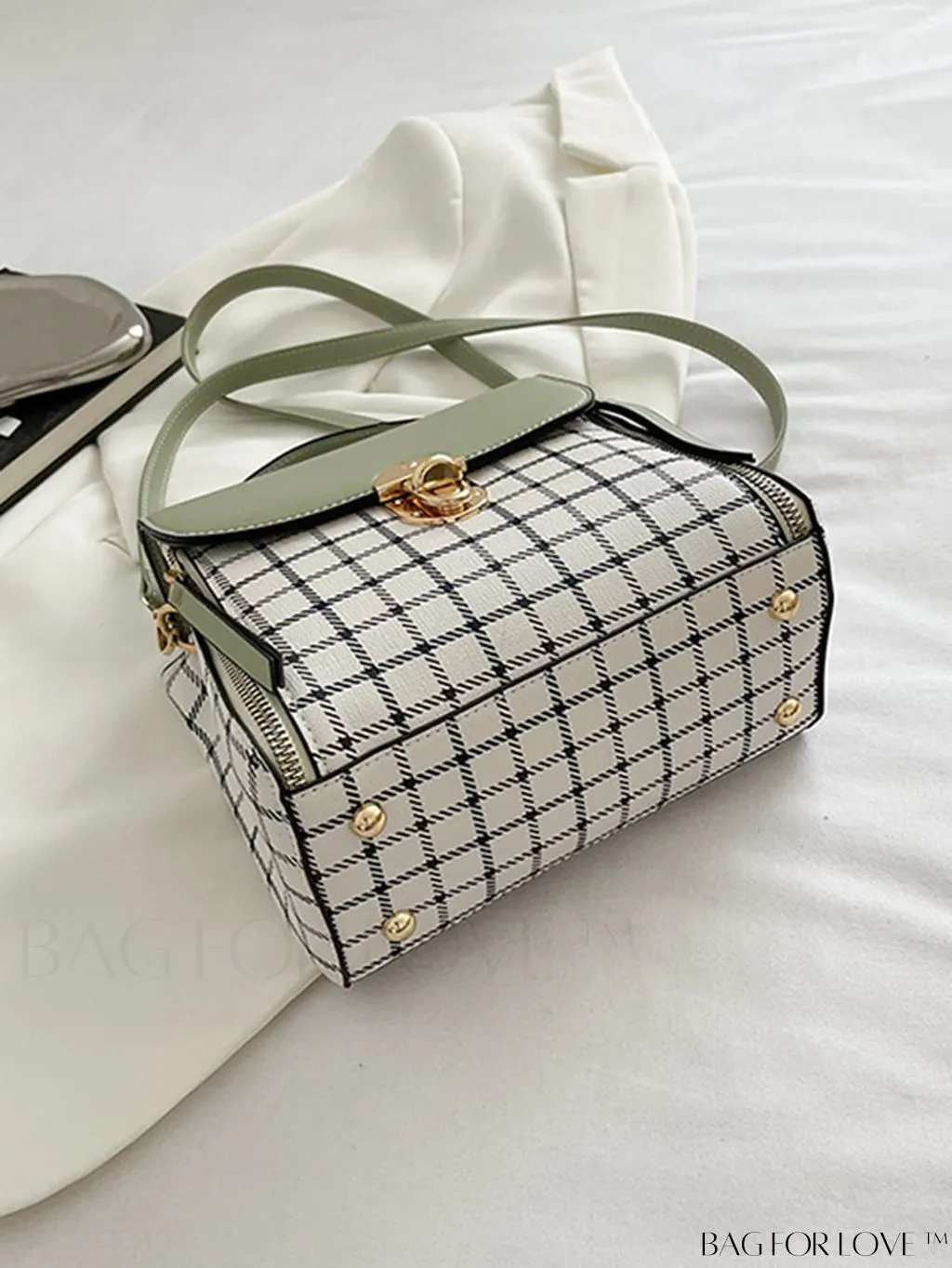 BagForLove - Versatile Plaid Crossbody Bag: Womens Timeless Bucket Bag for Work