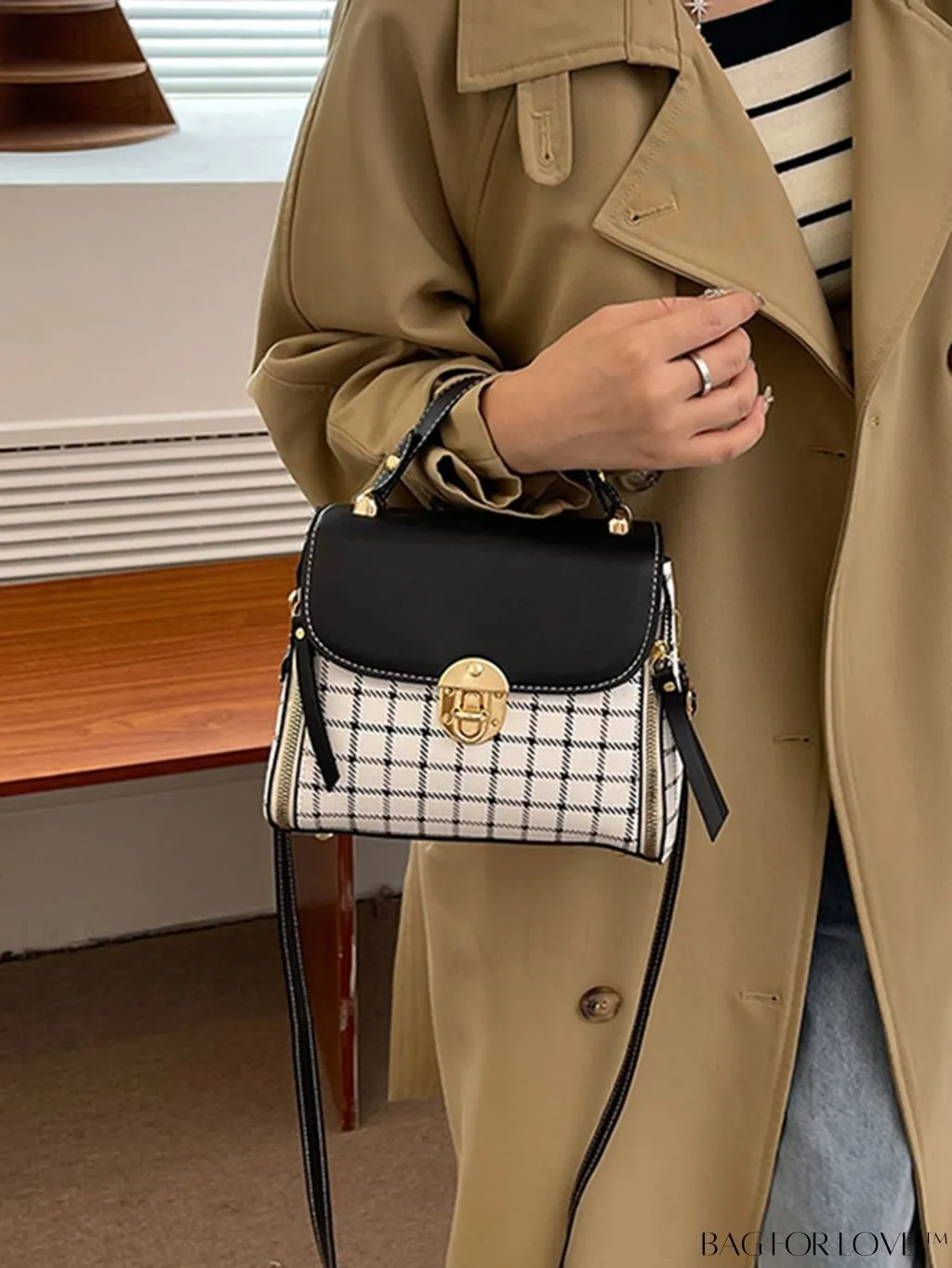BagForLove - Versatile Plaid Crossbody Bag: Womens Timeless Bucket Bag for Work