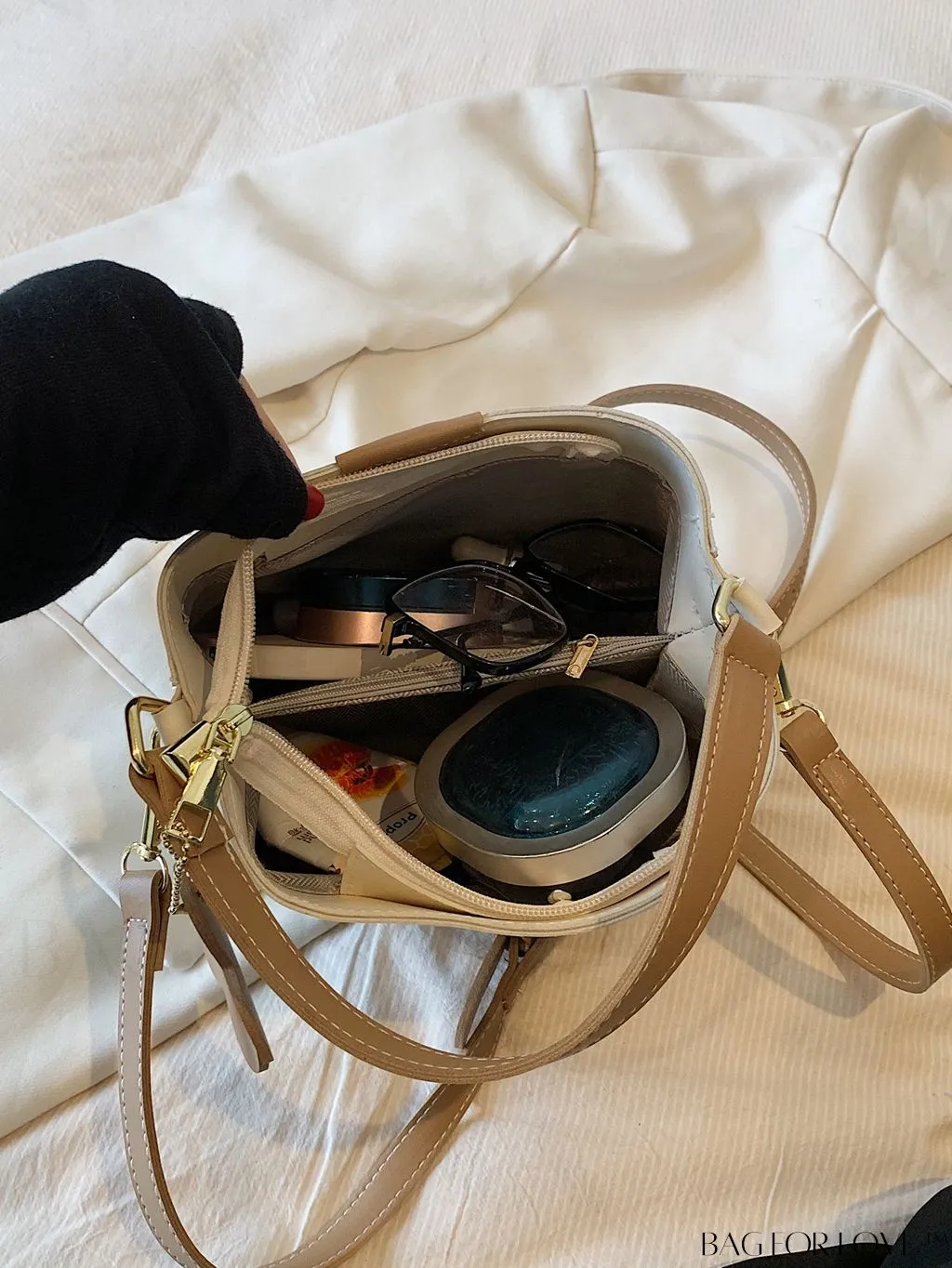 BagForLove - Womens Vegan Leather Bucket Bag - Stylish Designer Tote with Flower Pendant - Medium Satchel