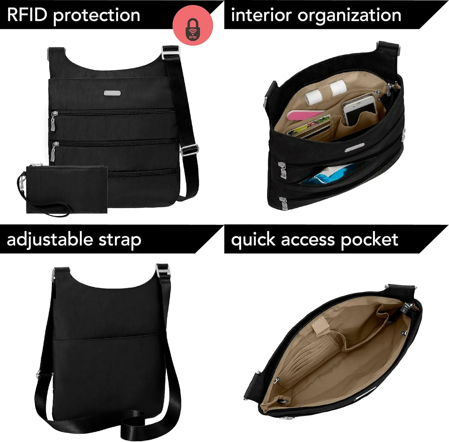 Baggallini Big Zipper Travel Crossbody Bag