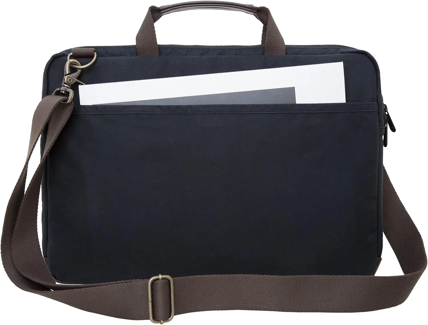 Bags Waxed Knickerbocker Laptop Bag 15 Inch, Black/Dark Brown, One Size