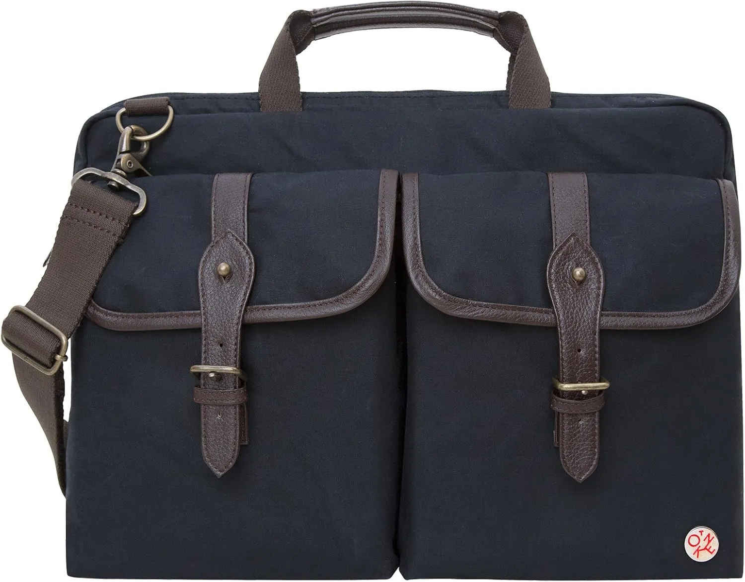 Bags Waxed Knickerbocker Laptop Bag 15 Inch, Black/Dark Brown, One Size