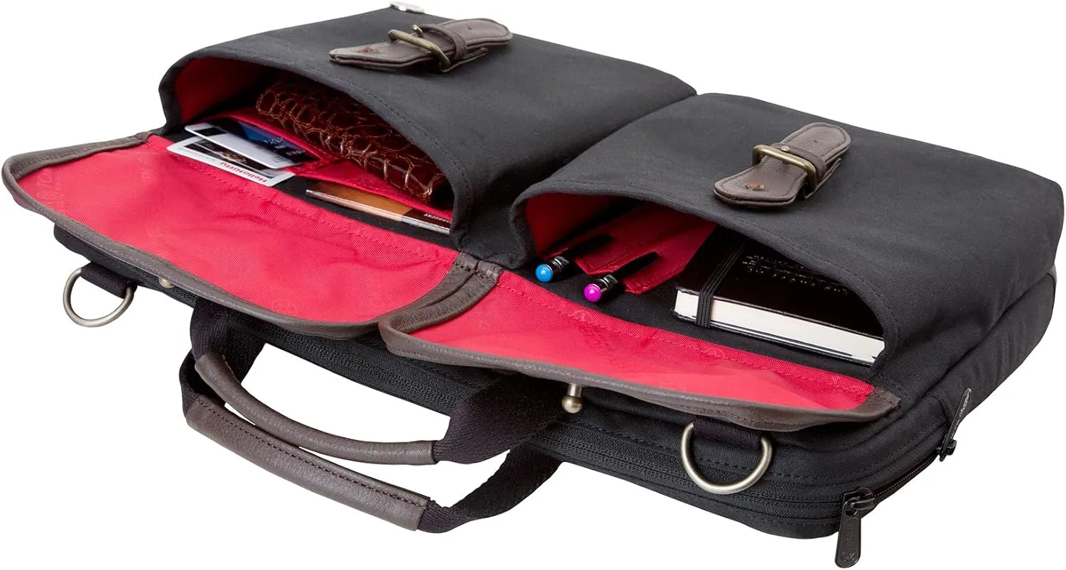 Bags Waxed Knickerbocker Laptop Bag 15 Inch, Black/Dark Brown, One Size