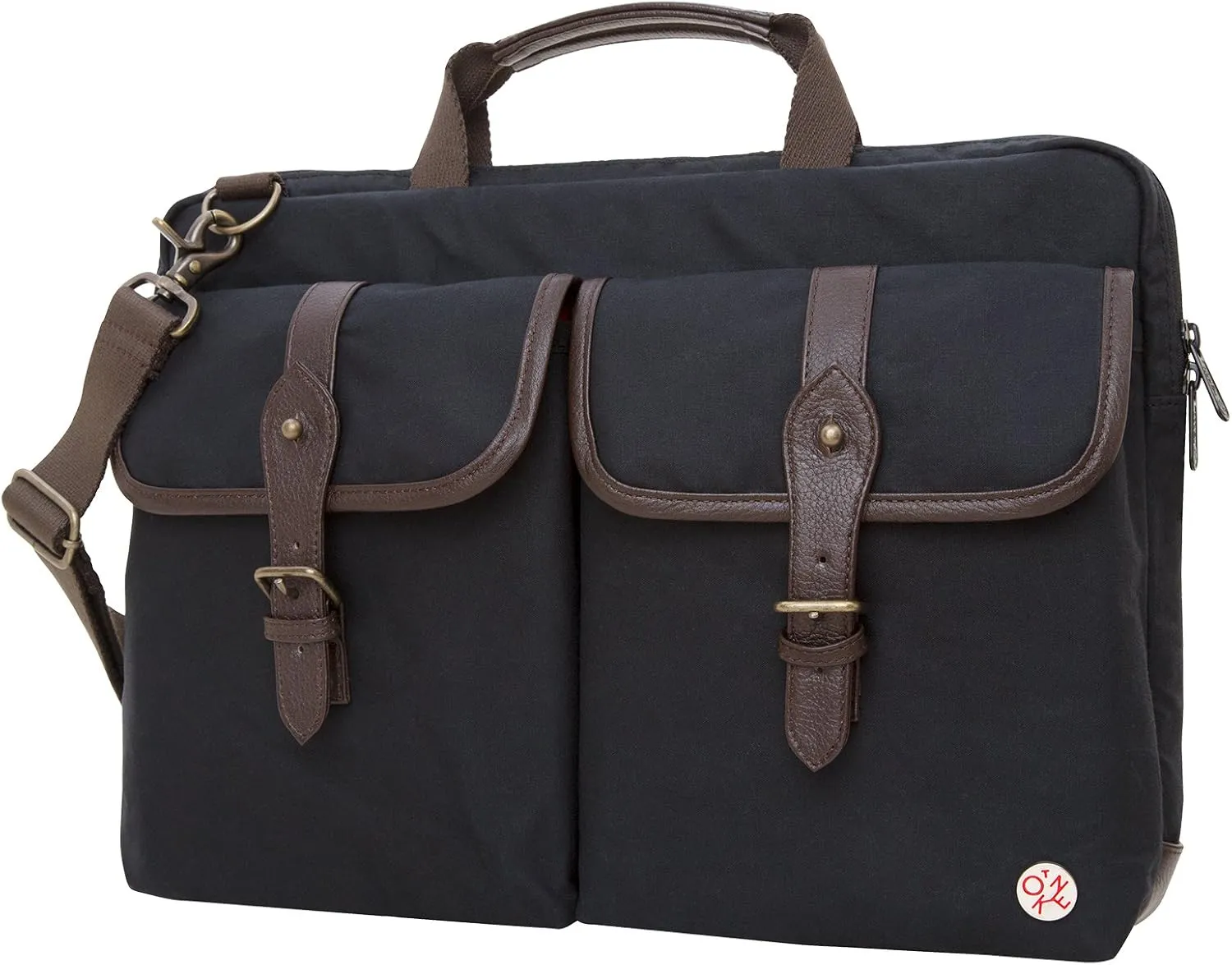 Bags Waxed Knickerbocker Laptop Bag 15 Inch, Black/Dark Brown, One Size