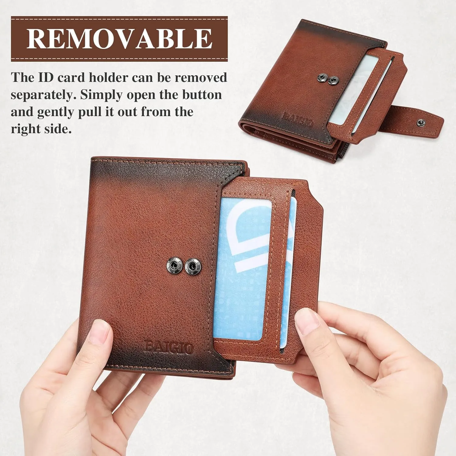 BAIGIO Genuine Leather Wallets for Men with Zipper RFID Card Holders Bifold Wallet for Men Purse Zip Coin Pocket