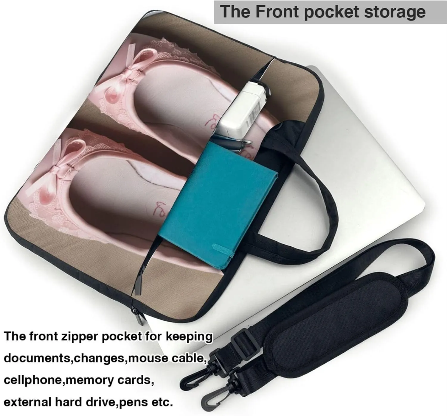 Ballet Shoes Print Laptop Bag Pouch Briefcase Fits 13/14/15.6 inch Notebook Computer Bags for Women Men