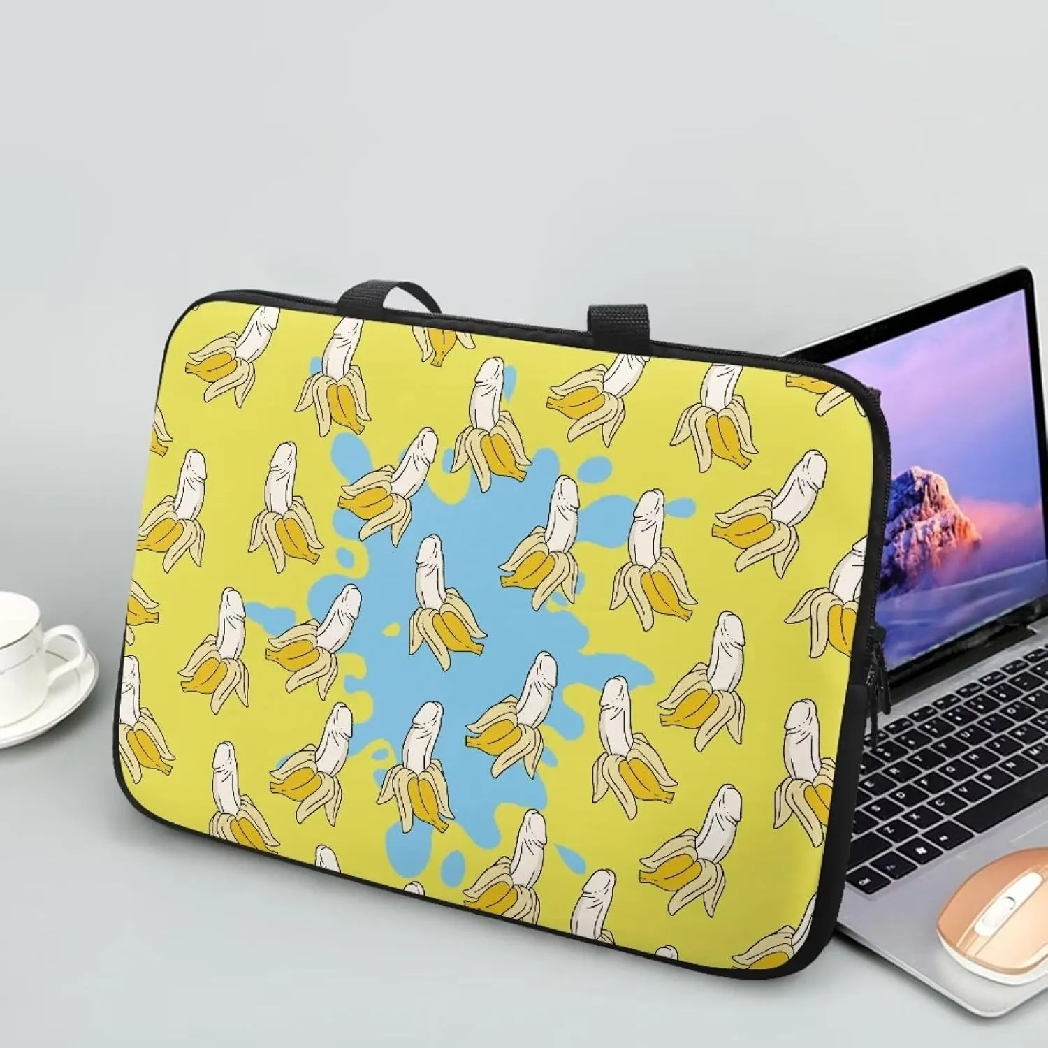 Bananas Print Laptop Tote Bags for Women Girls Laptop Work Bag with Handle 17.3Inch Large Teacher Laptop Tote Bag Cute Laptop Sleeve Case Computer Bag Notebook Bag Handbag Briefcase