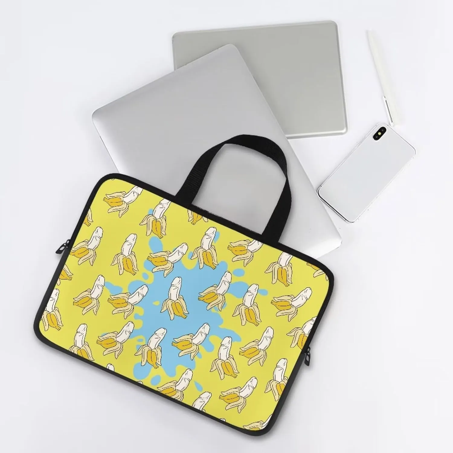 Bananas Print Laptop Tote Bags for Women Girls Laptop Work Bag with Handle 17.3Inch Large Teacher Laptop Tote Bag Cute Laptop Sleeve Case Computer Bag Notebook Bag Handbag Briefcase