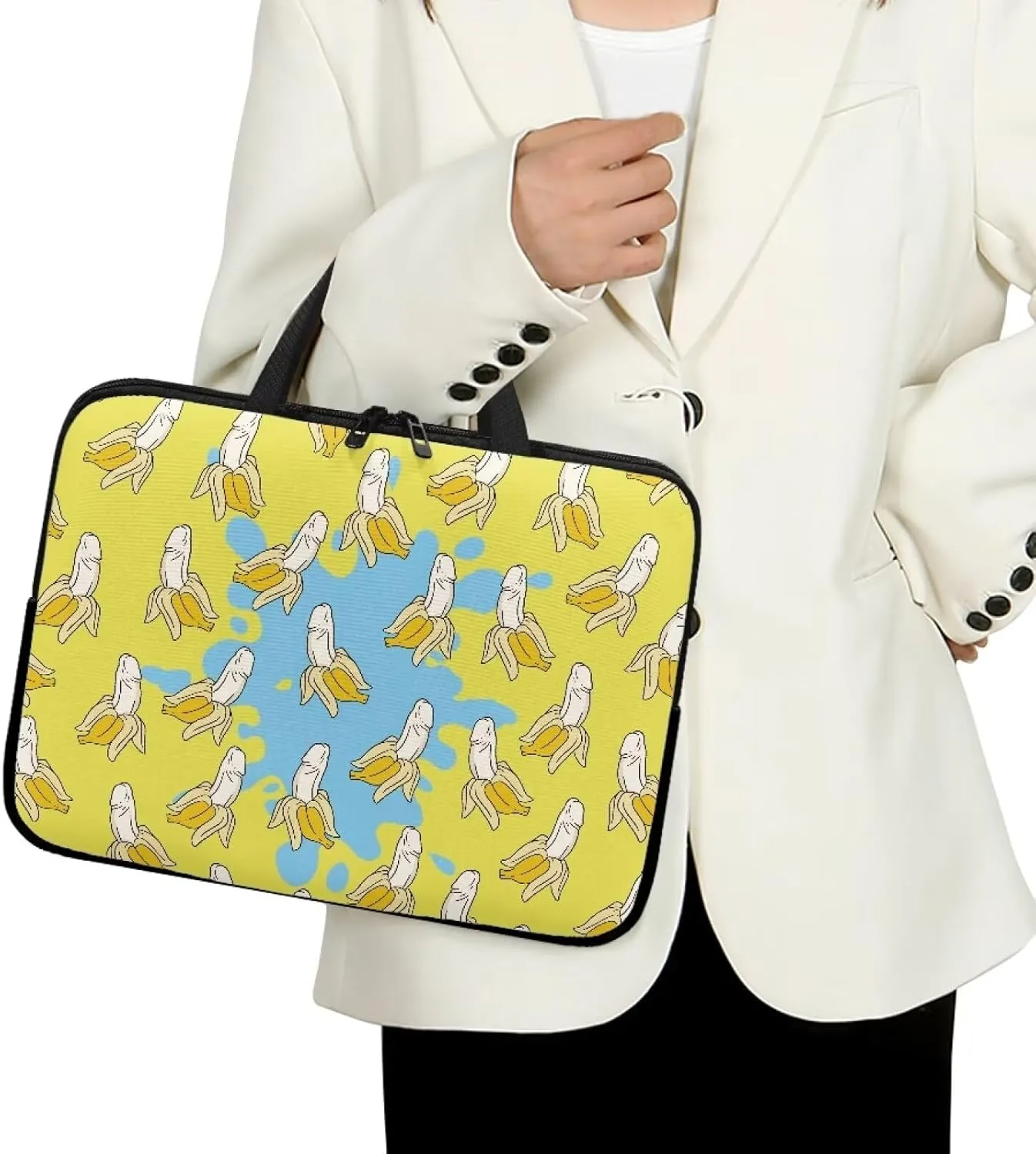Bananas Print Laptop Tote Bags for Women Girls Laptop Work Bag with Handle 17.3Inch Large Teacher Laptop Tote Bag Cute Laptop Sleeve Case Computer Bag Notebook Bag Handbag Briefcase