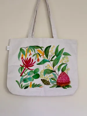 Banksia Blooms - Hand Painted, Canvas Tote Bag