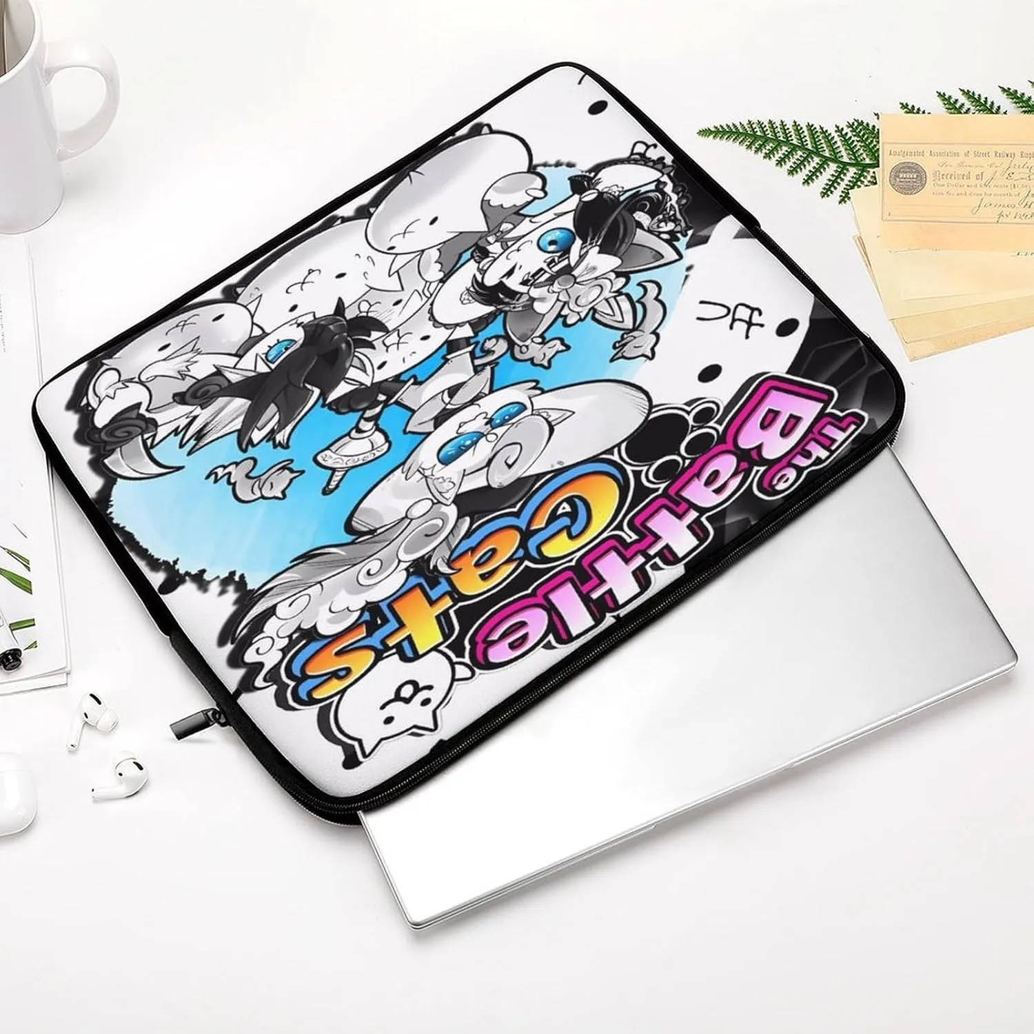 Battle-Cats Slim Laptop Bag - Lightweight And Water-Resistant Carrying Case with Handle