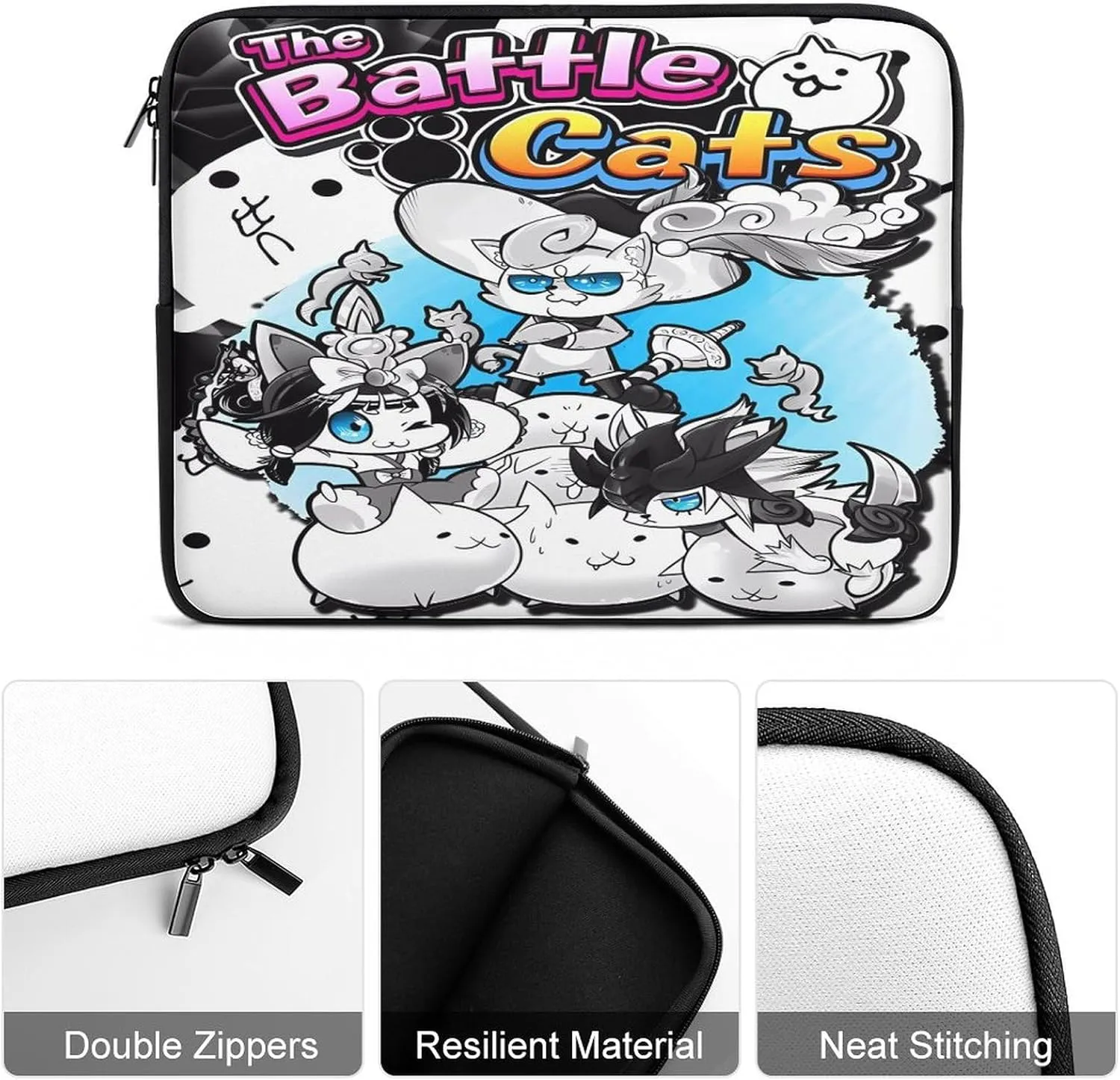 Battle-Cats Slim Laptop Bag - Lightweight And Water-Resistant Carrying Case with Handle