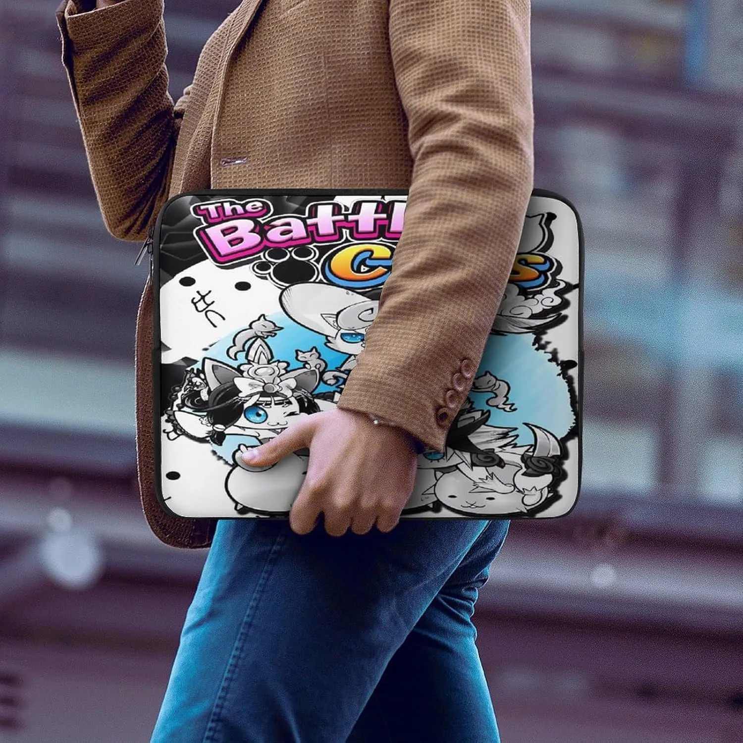 Battle-Cats Slim Laptop Bag - Lightweight And Water-Resistant Carrying Case with Handle